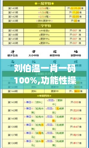 刘伯温一肖一码100%,功能性操作方案制定_4DM6.552