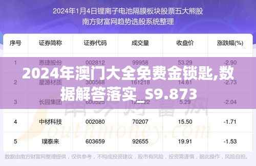 2024年澳门大全免费金锁匙,数据解答落实_S9.873