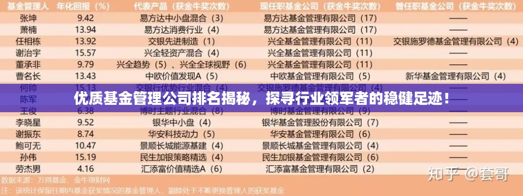 优质基金管理公司排名揭秘,探寻行业领军者的稳健足迹!