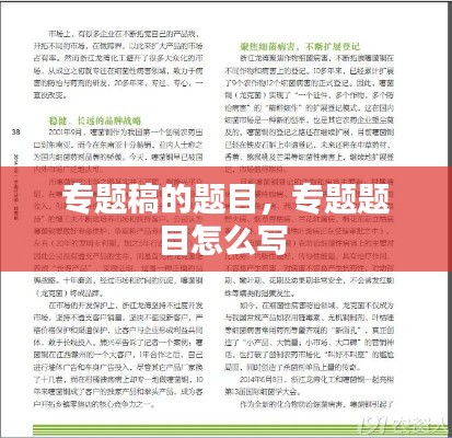 专题稿的题目,专题题目怎么写